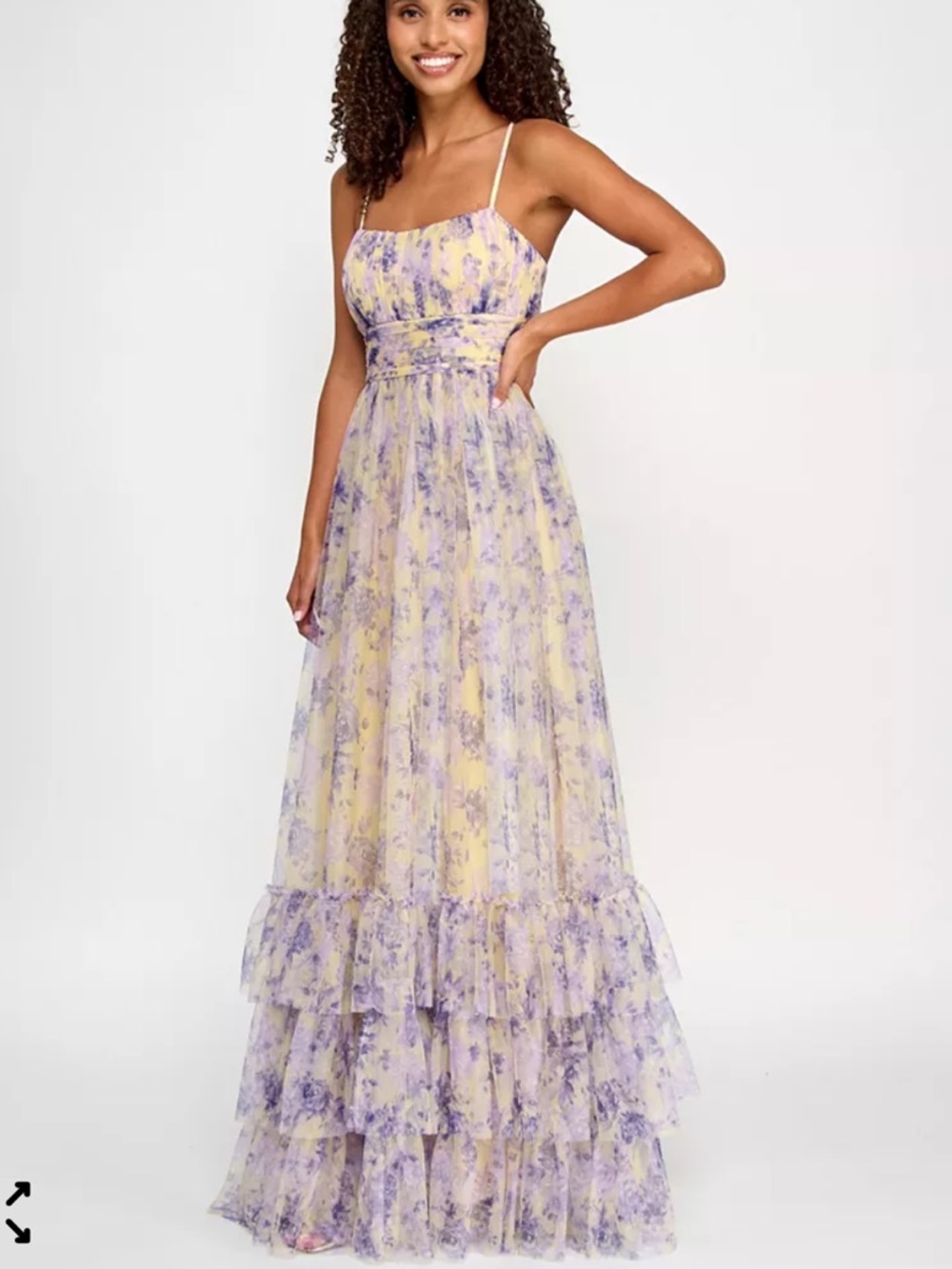 Macy's Lilac Floral Tiered Maxi Dress - Picture 3 of 11